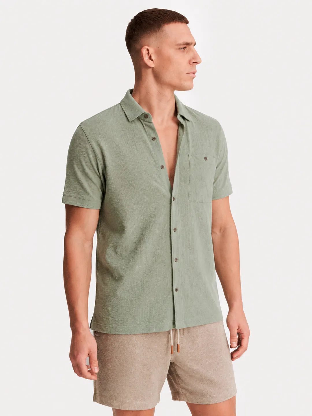 Linen Short Sleeve Shirt Harbor Sage Green