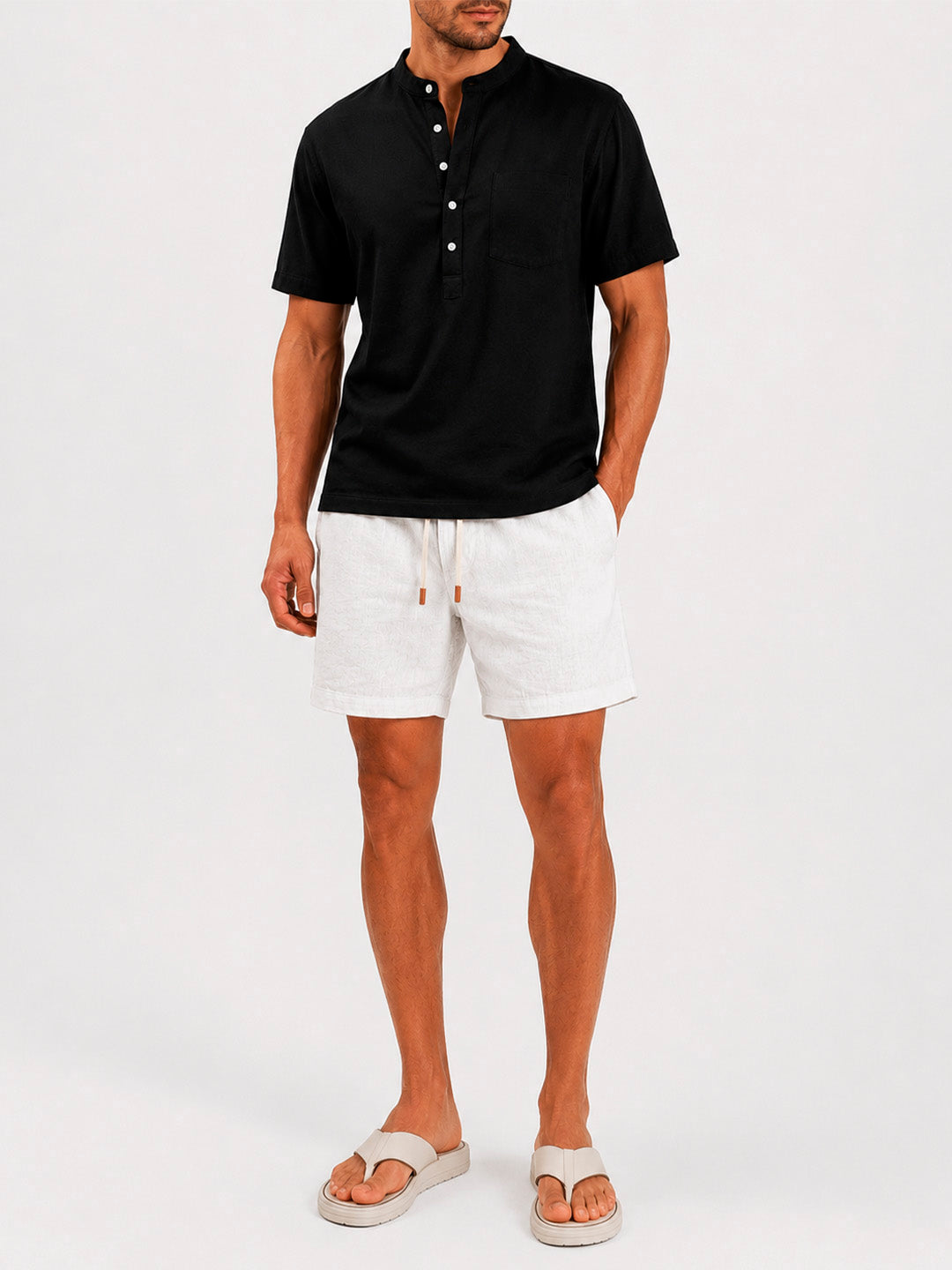 Linen Drawstring Shorts Harbor White