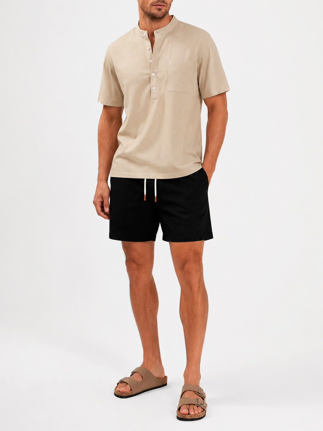 Linen Drawstring Shorts Harbor Black
