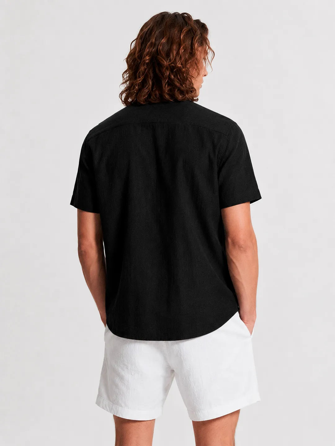 Linen Short Sleeve Shirt Cove Black