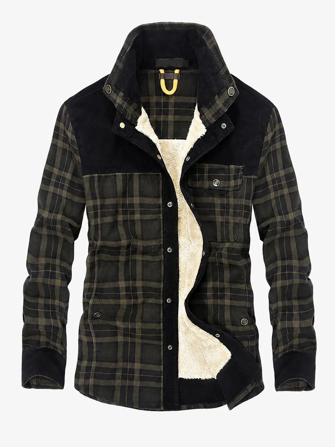 Sherpa-Lined Plaid Overshirt Arden