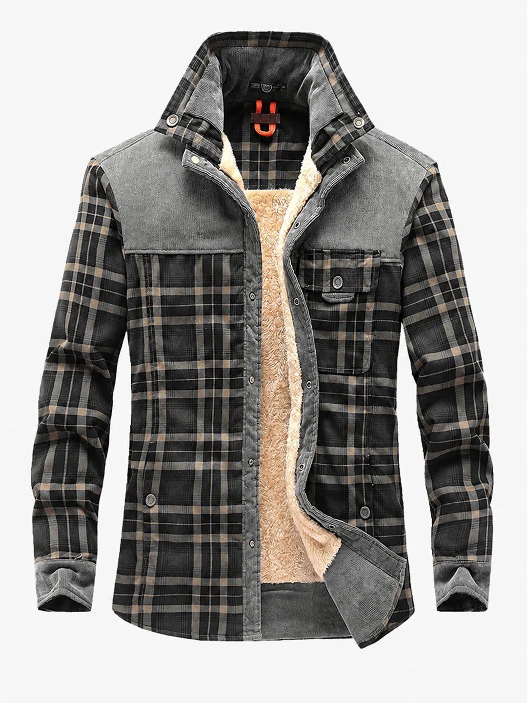 Sherpa-Lined Plaid Overshirt Arden