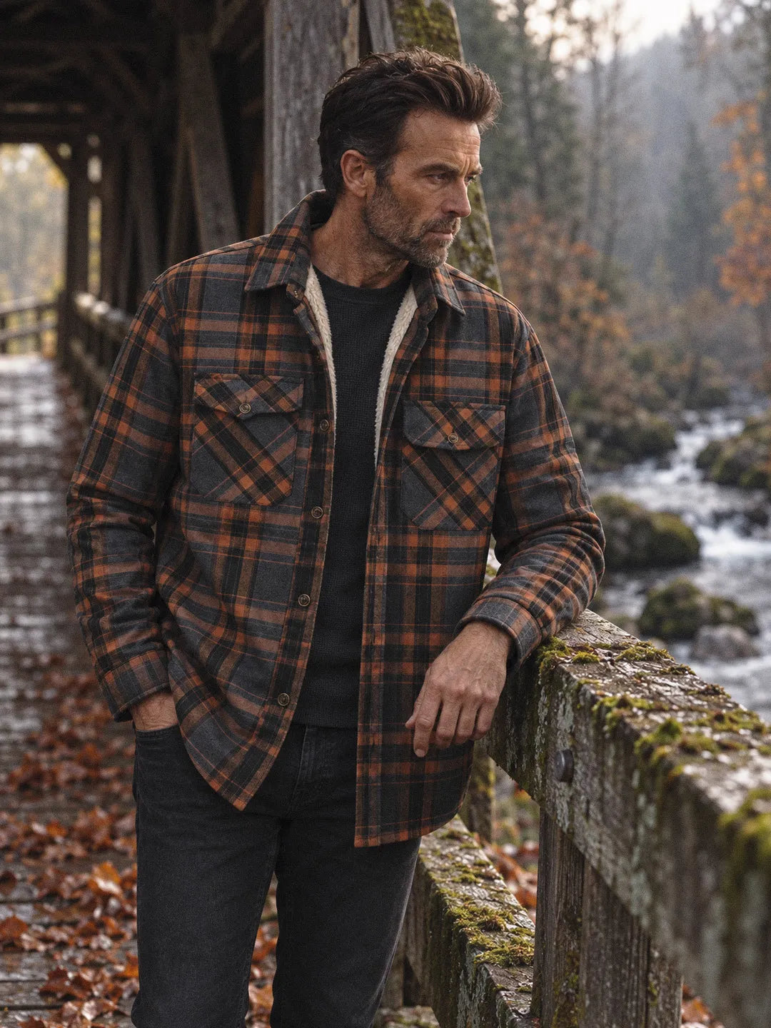 Sherpa-Lined Plaid Overshirt Kingsley