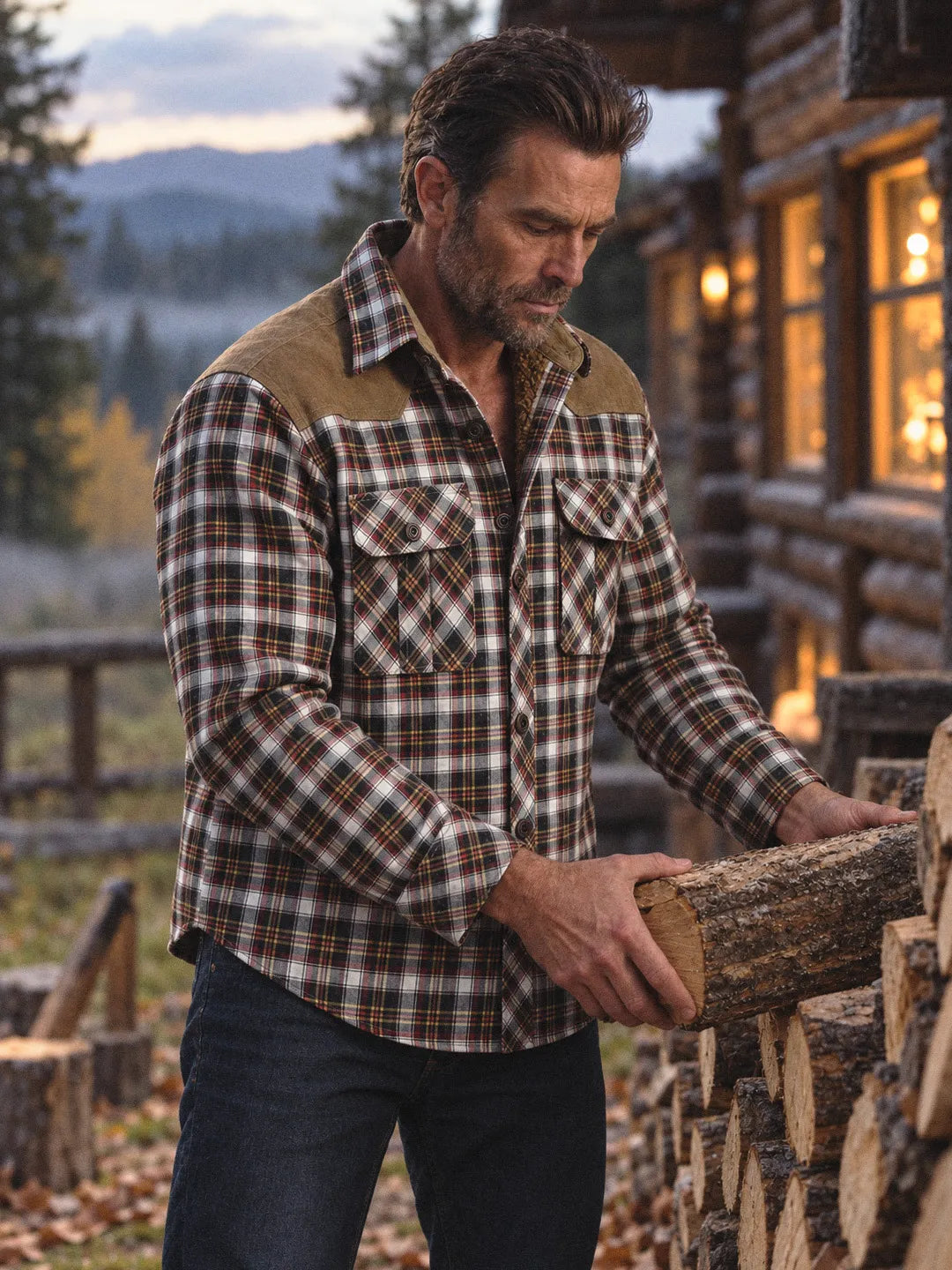 Sherpa-Lined Plaid Overshirt Oakmere