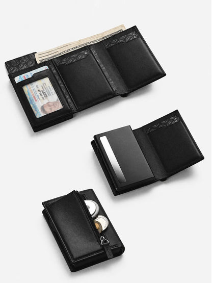 Leather Pop-Up RFID Wallet Bromley Black