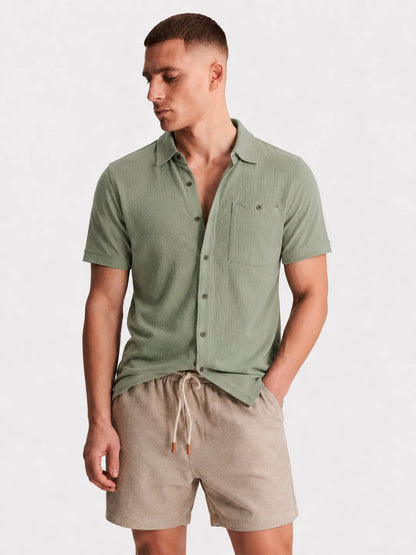 Linen Short Sleeve Shirt Harbor Sage Green