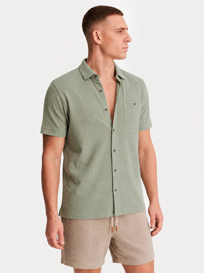 Linen Short Sleeve Shirt Harbor Sage Green