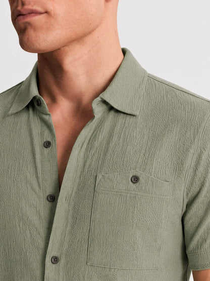 Linen Short Sleeve Shirt Harbor Sage Green