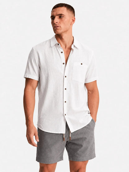 Linen Short Sleeve Shirt Harbor White