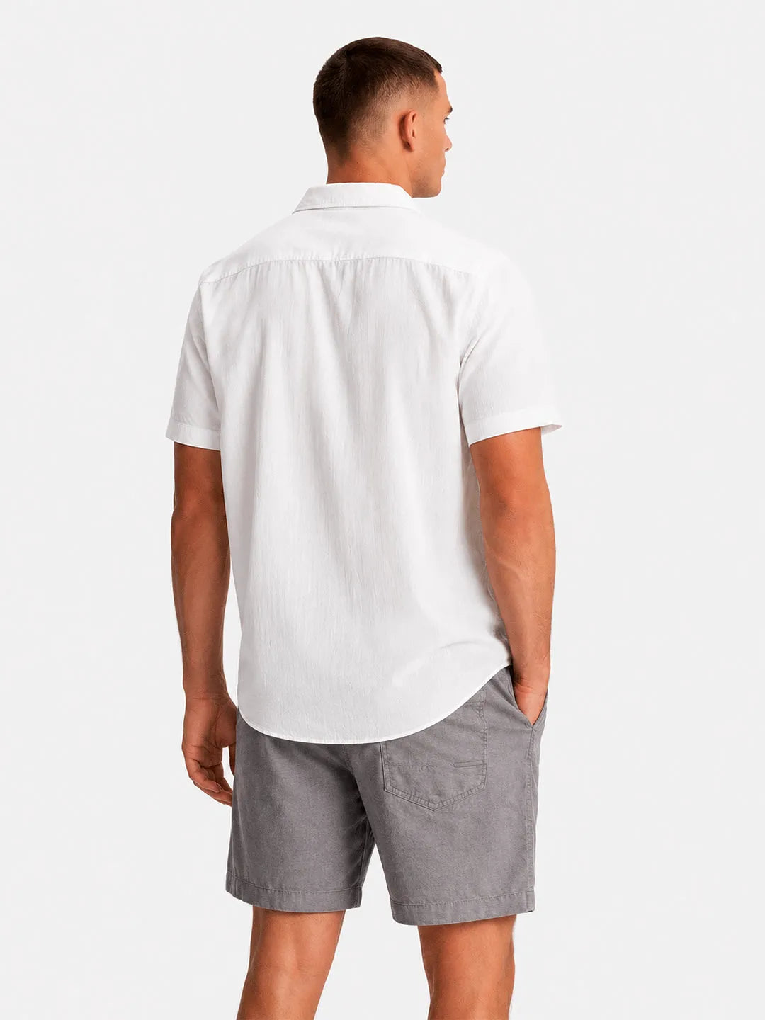 Linen Short Sleeve Shirt Harbor White