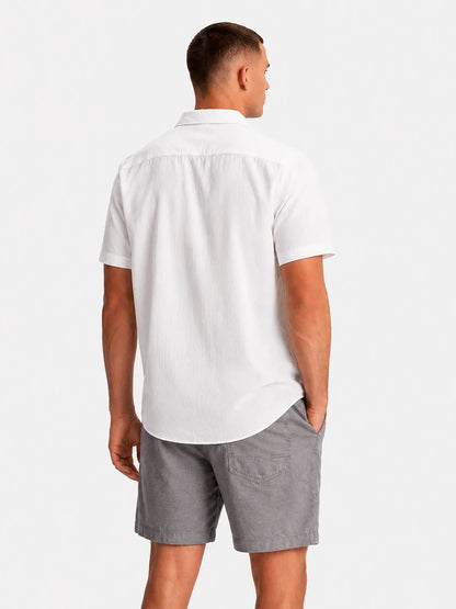 Linen Short Sleeve Shirt Harbor White