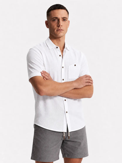 Linen Short Sleeve Shirt Harbor White