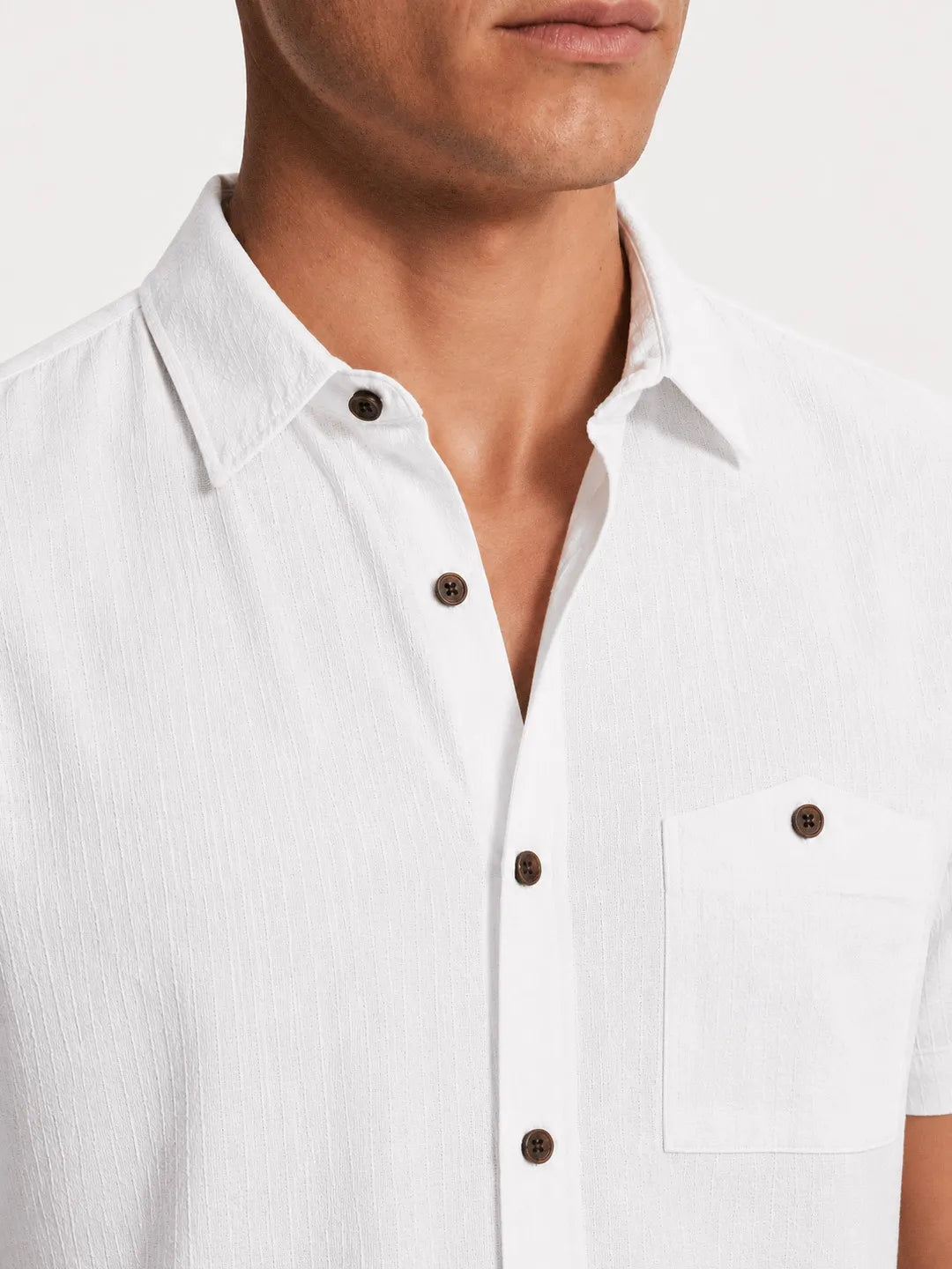 Linen Short Sleeve Shirt Harbor White