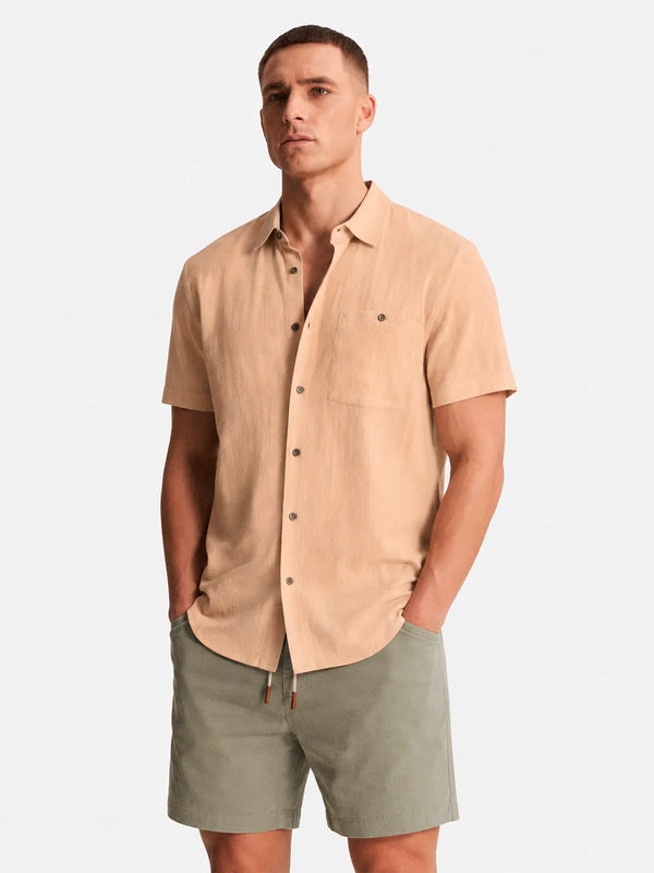 Linen Short Sleeve Shirt Harbor Sand Beige
