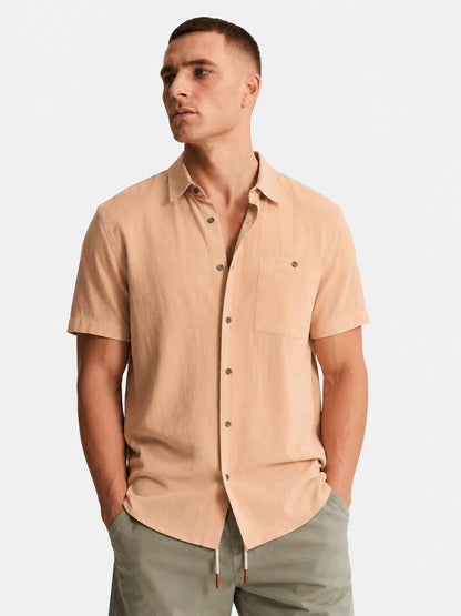 Linen Short Sleeve Shirt Harbor Sand Beige