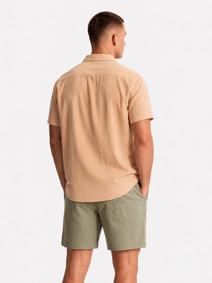 Linen Short Sleeve Shirt Harbor Sand Beige