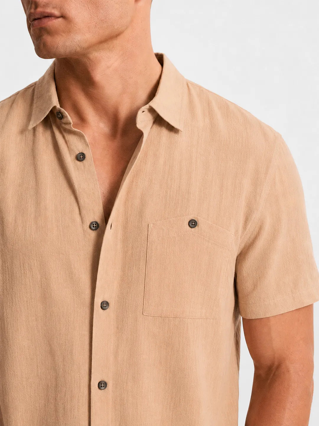 Linen Short Sleeve Shirt Harbor Sand Beige