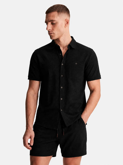 Linen Short Sleeve Shirt Harbor Black