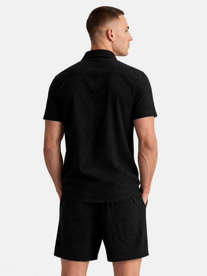 Linen Short Sleeve Shirt Harbor Black