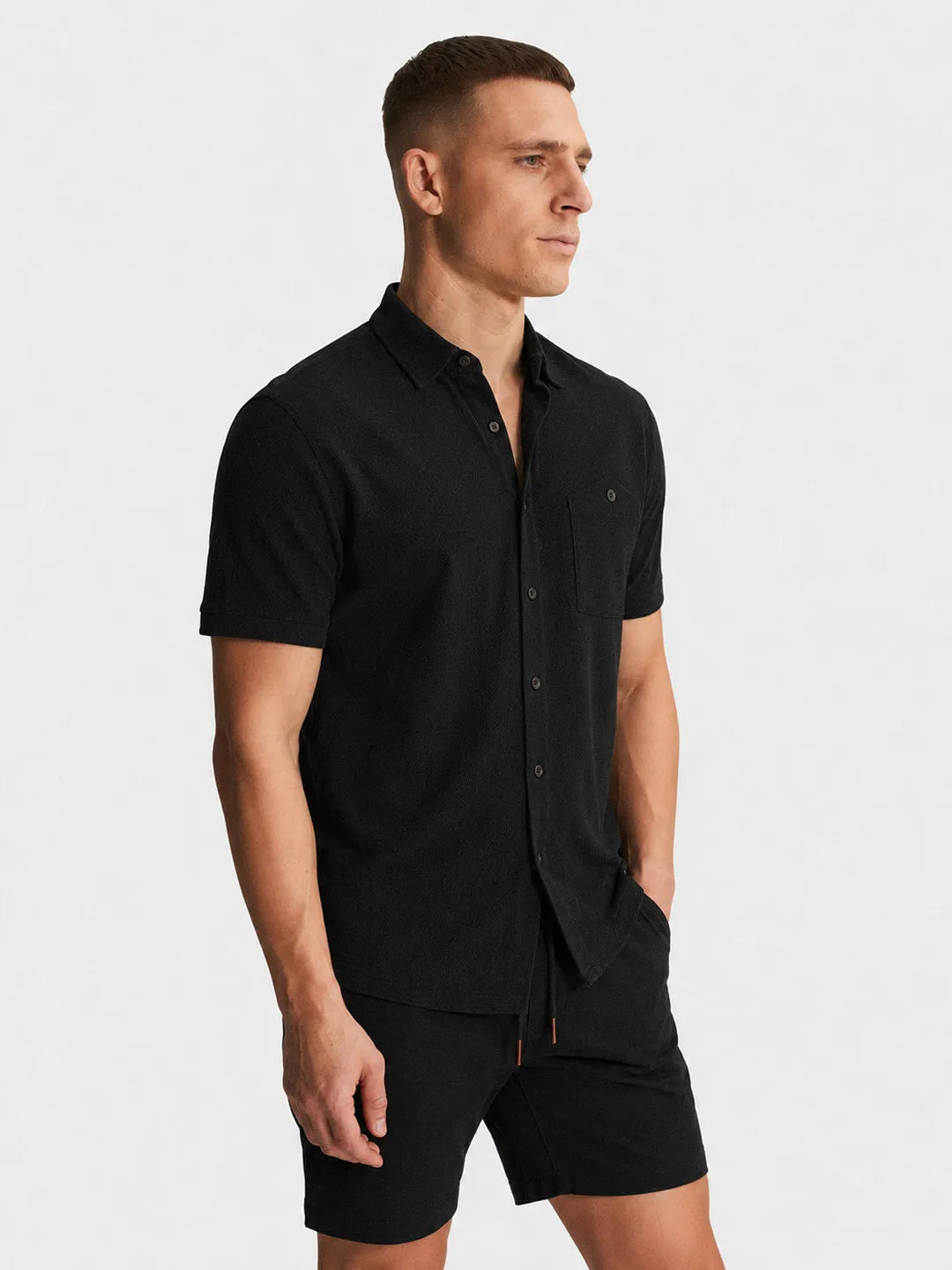 Linen Short Sleeve Shirt Harbor Black