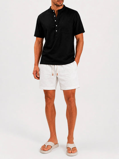 Linen Drawstring Shorts Harbor White