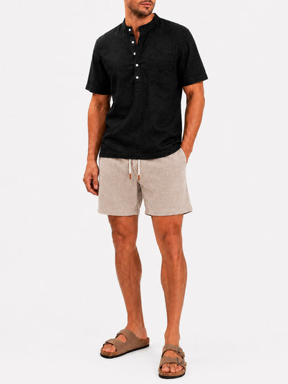 Linen Drawstring Shorts Harbor Sand Beige