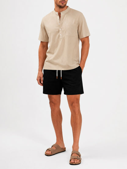 Linen Drawstring Shorts Harbor Black