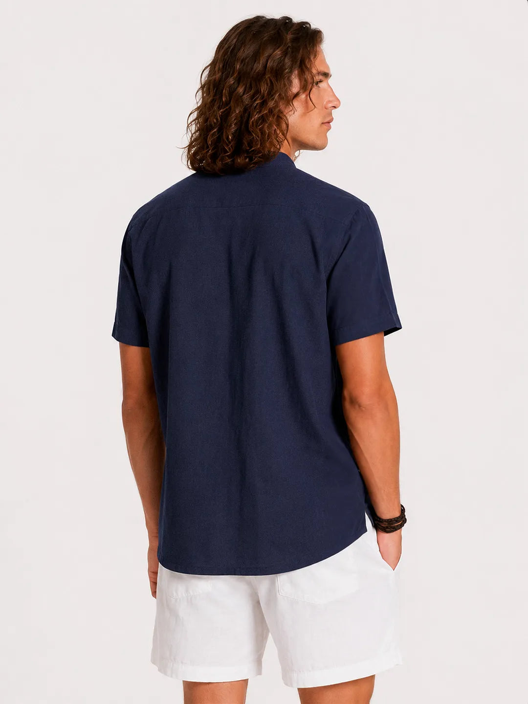 Linen Short Sleeve Shirt Cove Navy Blue