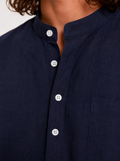 Linen Short Sleeve Shirt Cove Navy Blue