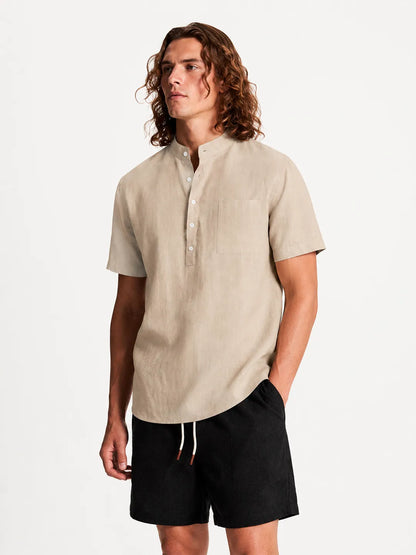Linen Short Sleeve Shirt Cove Sand Beige