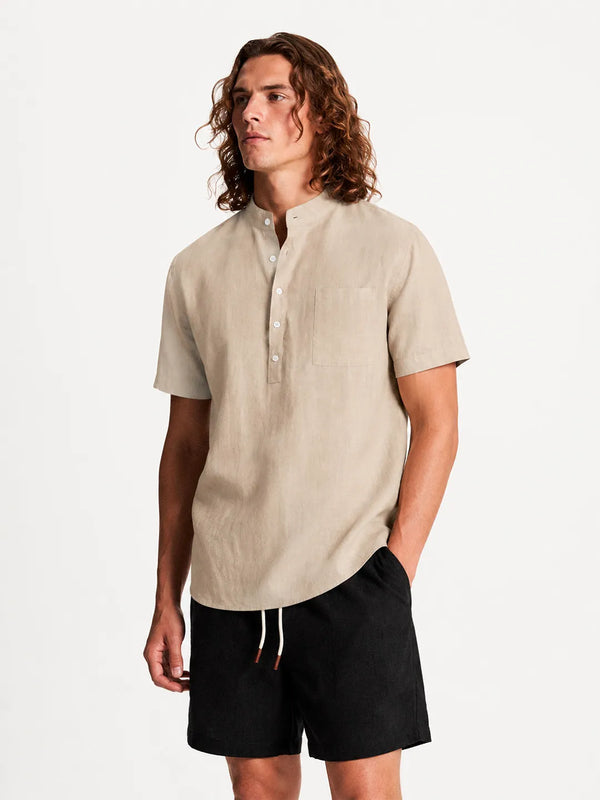 Linen Short Sleeve Shirt Cove Sand Beige