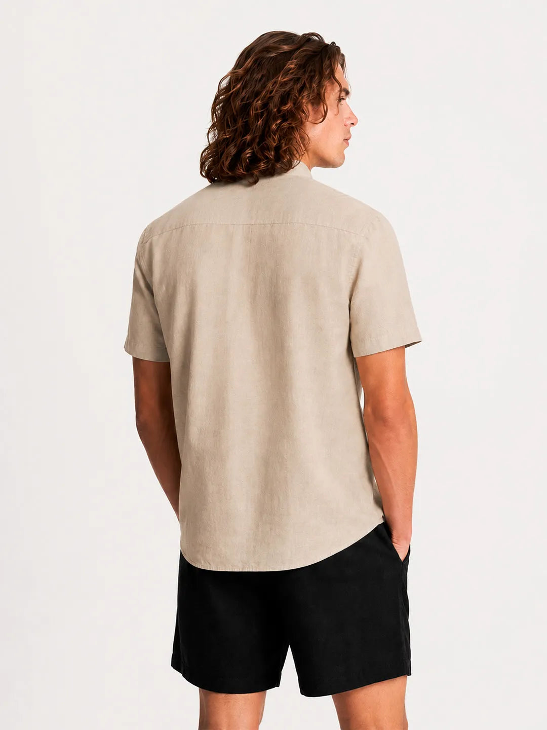 Linen Short Sleeve Shirt Cove Sand Beige