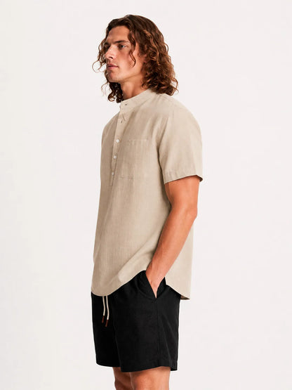 Linen Short Sleeve Shirt Cove Sand Beige