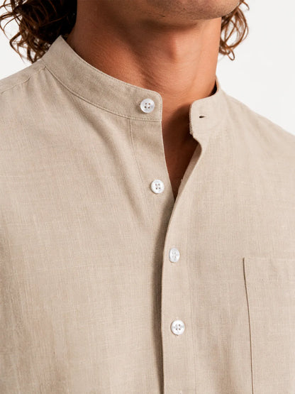 Linen Short Sleeve Shirt Cove Sand Beige