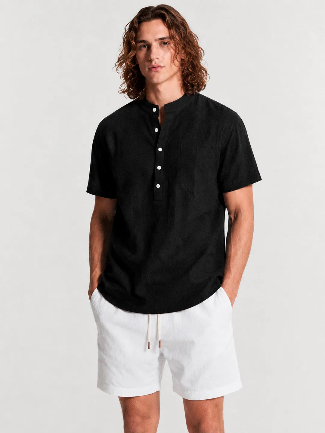Linen Short Sleeve Shirt Cove Black