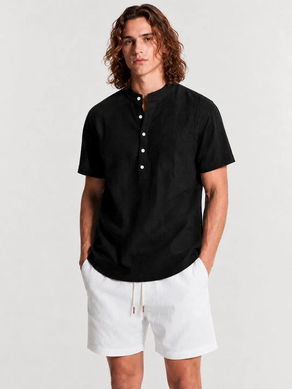Linen Short Sleeve Shirt Cove Black
