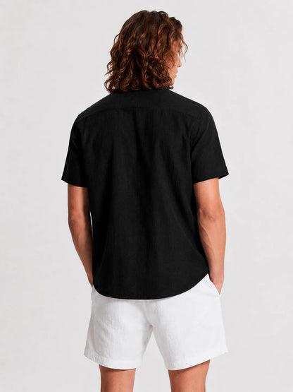 Linen Short Sleeve Shirt Cove Black