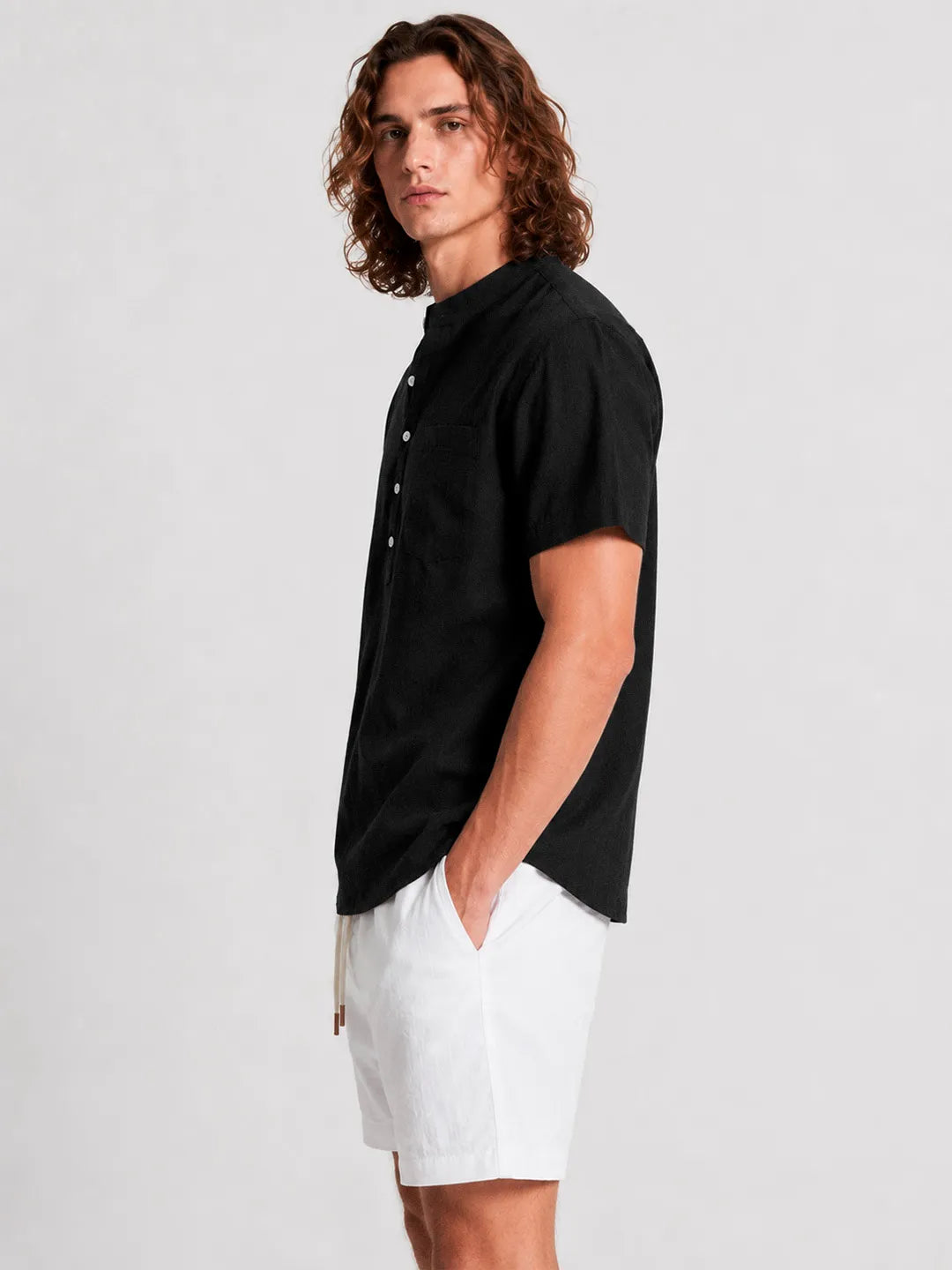 Linen Short Sleeve Shirt Cove Black