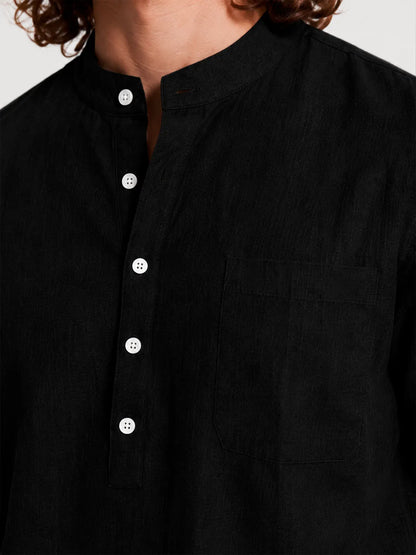 Linen Short Sleeve Shirt Cove Black