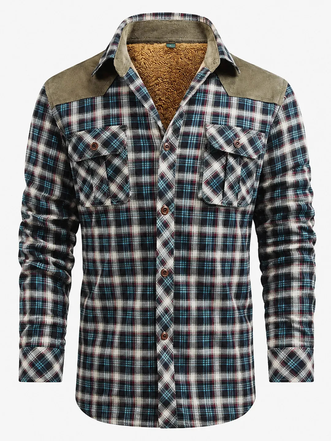 Sherpa-Lined Plaid Overshirt Oakmere