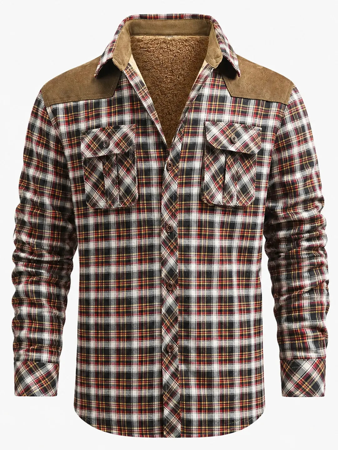 Sherpa-Lined Plaid Overshirt Oakmere